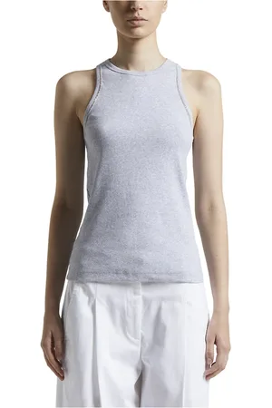 PESERICO SIGN Top, Dame, Grå, S, Micro rib stretch jersey top