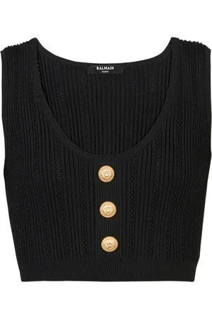 Balmain Top, Dame, Sort, S, Uld, strikket crop top