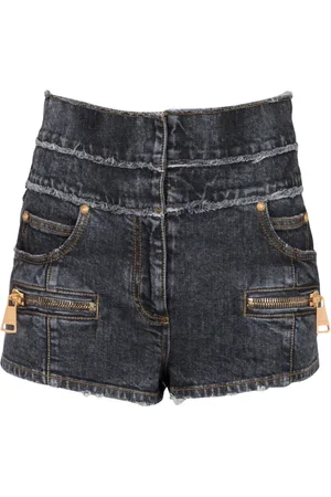 Balmain Shorts, Dame, Sort, XS, Denim, Højtaljede, falmede denim mini-shorts