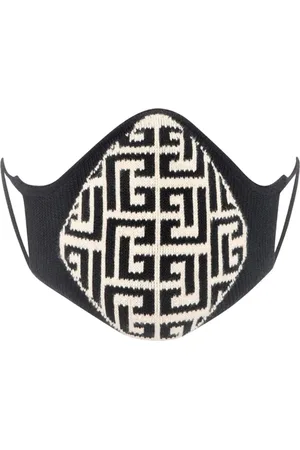 Balmain Tilbehør, Dame, Sort, ONE SIZE, Bomuld, Monogram Beskyttende Stofmundbind