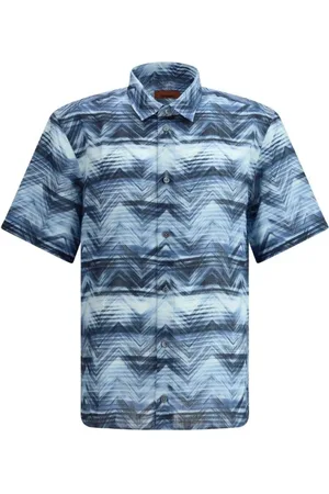 Missoni Skjorte, Herre, Blå, XS, ZigZag kortærmet skjorte
