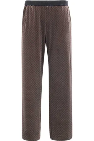 Balmain Bukser, Herre, Brun, L, Bomuld, Monogram Velvet Pajama Bukser