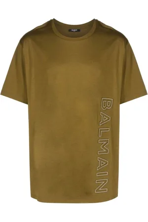 Balmain Top, Herre, Grøn, M, Bomuld, Præget Grøn Kortærmet T-shirt