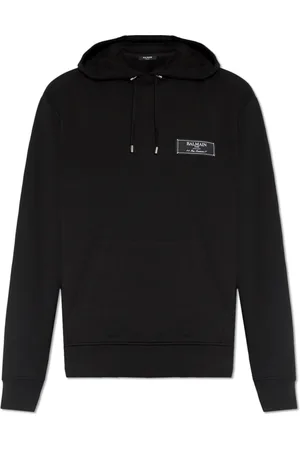 Balmain Sweathshirts & Hoodies, Herre, Sort, S, Bomuld, Oversize hættetrøje