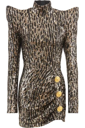 Balmain Kjole, Dame, Flerfarvet, 2XS, Uld, Fuld Broderet Kjole