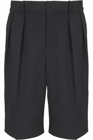 Balmain Shorts, Herre, Sort, L, Uld, Grain de poudre plisserede Bermuda shorts