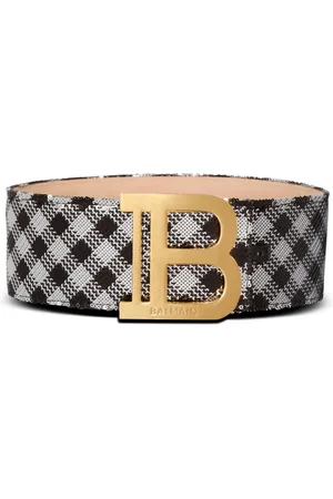 Balmain Tilbehør, Dame, Sort, 80 CM, Uld, Gingham broderet B-Bælte
