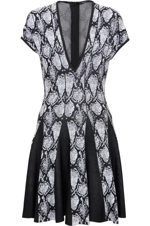 Balmain Kjole, Dame, Sort, XS, Snakeskin Jacquard Kjole