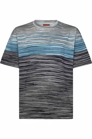 Missoni Top, Herre, Flerfarvet, 2XL, Bomuld, Blå T-shirt med præget logo