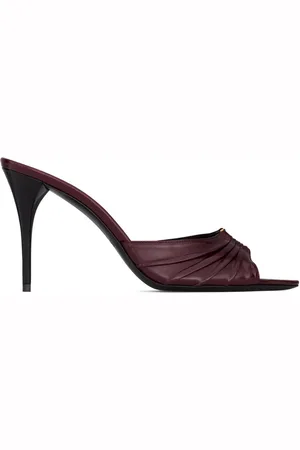 Saint Laurent Sko, Dame, Rød, 37 1/2 EU, Læder, Elegant Læder Mules til Kvinder