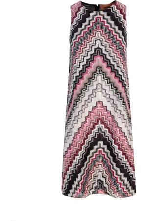 Missoni Kjole, Dame, Flerfarvet, M, Polyester, Zig Zag Trapes Kjole Metallic Tråde