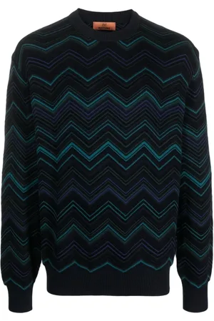 Missoni Strik, Herre, Blå, XL, Bomuld, Mørkeblå Crewneck Sweater
