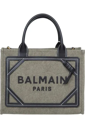 Balmain Taske, Dame, Flerfarvet, ONE SIZE, Uld, Canvas Håndtaske Khaki/Sort
