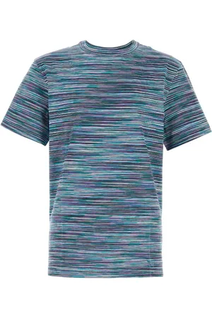 Missoni Top, Herre, Blå, M, Bomuld, Broderet Bomuld T-Shirt