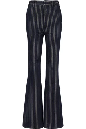 Balmain Jeans, Dame, Blå, S, Bomuld, Flarede jeans med lurex-striber