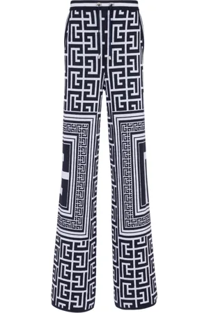 Balmain Bukser, Herre, Blå, S, Uld, Maxi monogrammed afslappede bukser