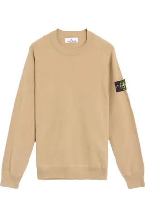 Stone Island Strik, Herre, Brun, XL, Bomuld, Brun Logo Patch Sweater