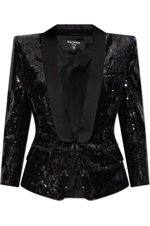 Balmain Jakke, Dame, Sort, M, Uld, Pailletblazer