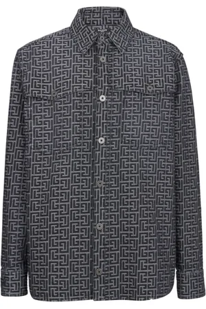 Balmain Skjorte, Herre, Sort, M, Denim, Monogrammeret skjorte