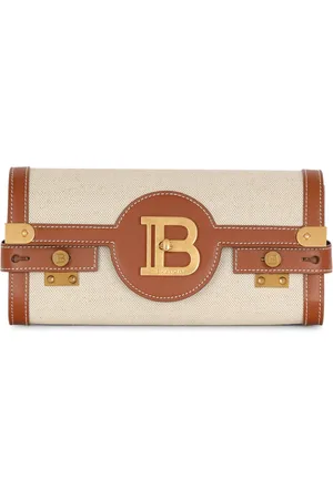 Balmain Taske, Dame, Brun, ONE SIZE, Læder, B-Buzz 23 læder og lærred clutch taske