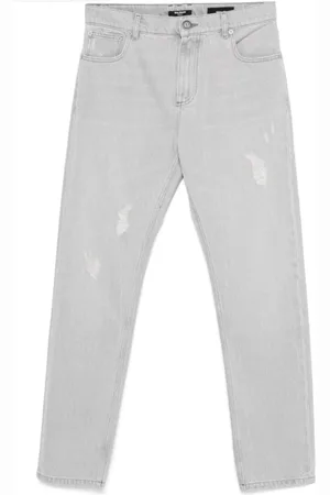 Balmain Jeans, Herre, Grå, W30, Denim, Grå Distressed Denim Jeans