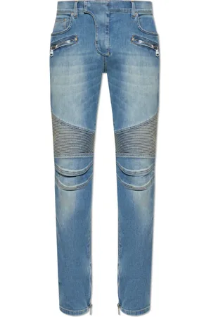 Balmain Jeans, Herre, Blå, W33, Denim, Jeans med indsyede lynlåse i benene