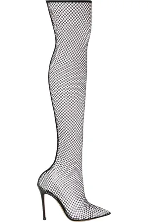 Gianvito Rossi Sko, Dame, Sort, 41 EU, Læder, Sort Mesh Knæhøje Støvler