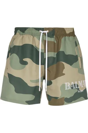 Balmain Badetøj, Herre, Grøn, S, Camouflage badeshorts