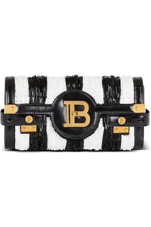 Balmain Taske, Dame, Sort, ONE SIZE, Uld, B-Buzz Pouch 23 med broderede striber