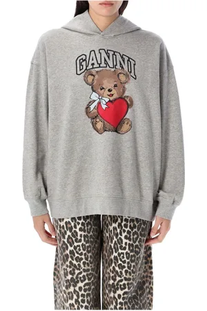 Ganni Sweathshirts & Hoodies, Dame, Grå, L, Bomuld, Bjørnemønster Strik Paloma Malange