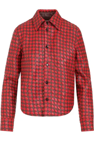 Bottega Veneta Jakke, Dame, Rød, 2XS, Læder, Multifarvet Læderskørt