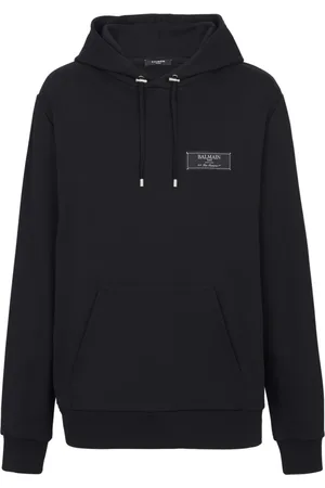 Balmain Sweathshirts & Hoodies, Herre, Sort, M, Bomuld, Pierre label hættetrøje
