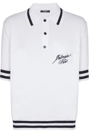 Balmain Top, Herre, Hvid, L, Hvid Afslappet Polo Skjorte