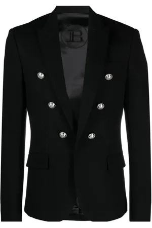 Balmain Jakke, Herre, Sort, M, Bomuld, Sort Flanelljakke med Præget Logo Knapper