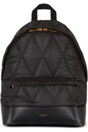 Balmain Taske, Herre, Sort, ONE SIZE, Nylon, Foret nylonrygsæk med diamantmotiv