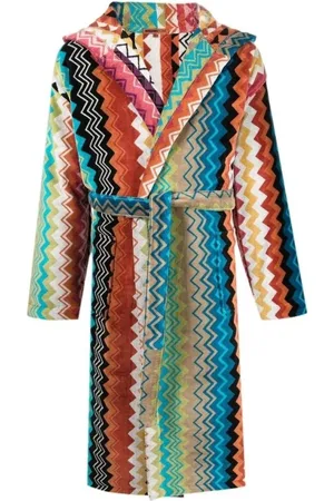 Missoni Nightwear & Lounge, Dame, Flerfarvet, L, Zigzag Print Hættet Badekåbe