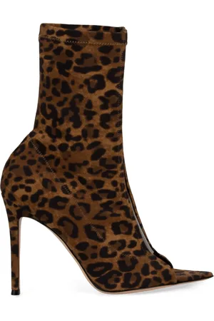 Gianvito Rossi Sko, Dame, Brun, 39 1/2 EU, Læder, Leopard Print Ankelstøvler