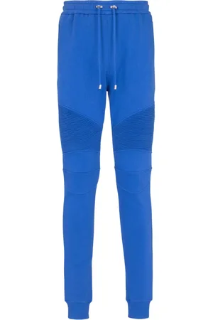 Balmain Bukser, Herre, Blå, 2XS, Bomuld, Logo trykt bomuld joggingbukser