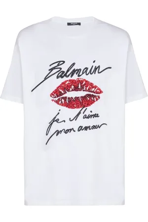 Balmain Top, Herre, Hvid, S, Bomuld, Broderet T-shirt med 