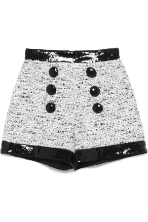 Balmain Shorts, Dame, Grå, M, Tweed, Elegant Tweed Mini Nederdel