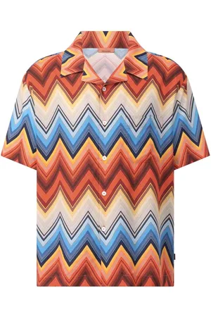 Missoni Skjorte, Herre, Flerfarvet, S, Uld, Zigzag Bowling Skjorte