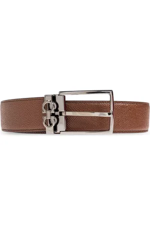 Salvatore Ferragamo Tilbehør, Herre, Brun, 85 CM, Læder, Dobbeltsidet rem