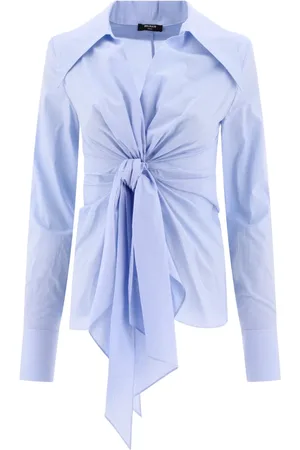 Balmain Bluser & Skjorter, Dame, Blå, S, Bomuld, Gingham Slips Skjorte 100% Bomuld