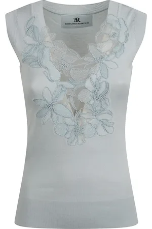 ERMANNO SCERVINO Top, Dame, Blå, 2XS, Bomuld, Strikket Tank Top
