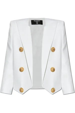 Balmain Jakke, Dame, Hvid, M, Bomuld, Kort jakke med dekorative applikationer