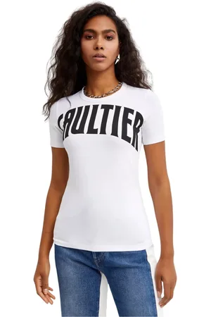 Jean Paul Gaultier Top, Dame, Hvid, L, Bomuld, Hvid Logo T-shirt