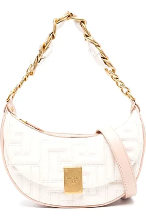 Balmain Taske, Dame, Hvid, ONE SIZE, Quiltet Lamme Hud Hobo Taske