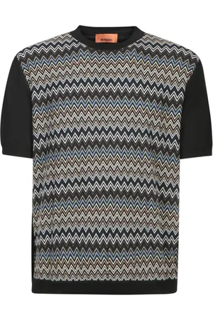 Missoni Top, Herre, Flerfarvet, XL, Bomuld, Zigzag Strik T-shirt
