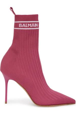 Balmain Sko, Dame, Lyserød, 41 EU, Uld, Stilfulde Støvler til Moderne Udseende