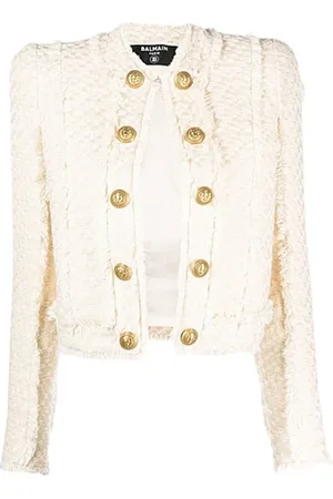 Balmain Jakke, Dame, , S, Bomuld, Bomuld Tweed Frynset Vest